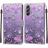 Handyhülle für Samsung Galaxy S23 FE 5G Hülle, Flip Premium Lederhülle Wallet Tasche Case Magnet Kartenfach Schutzhülle für Samsung S23 FE [Blume]